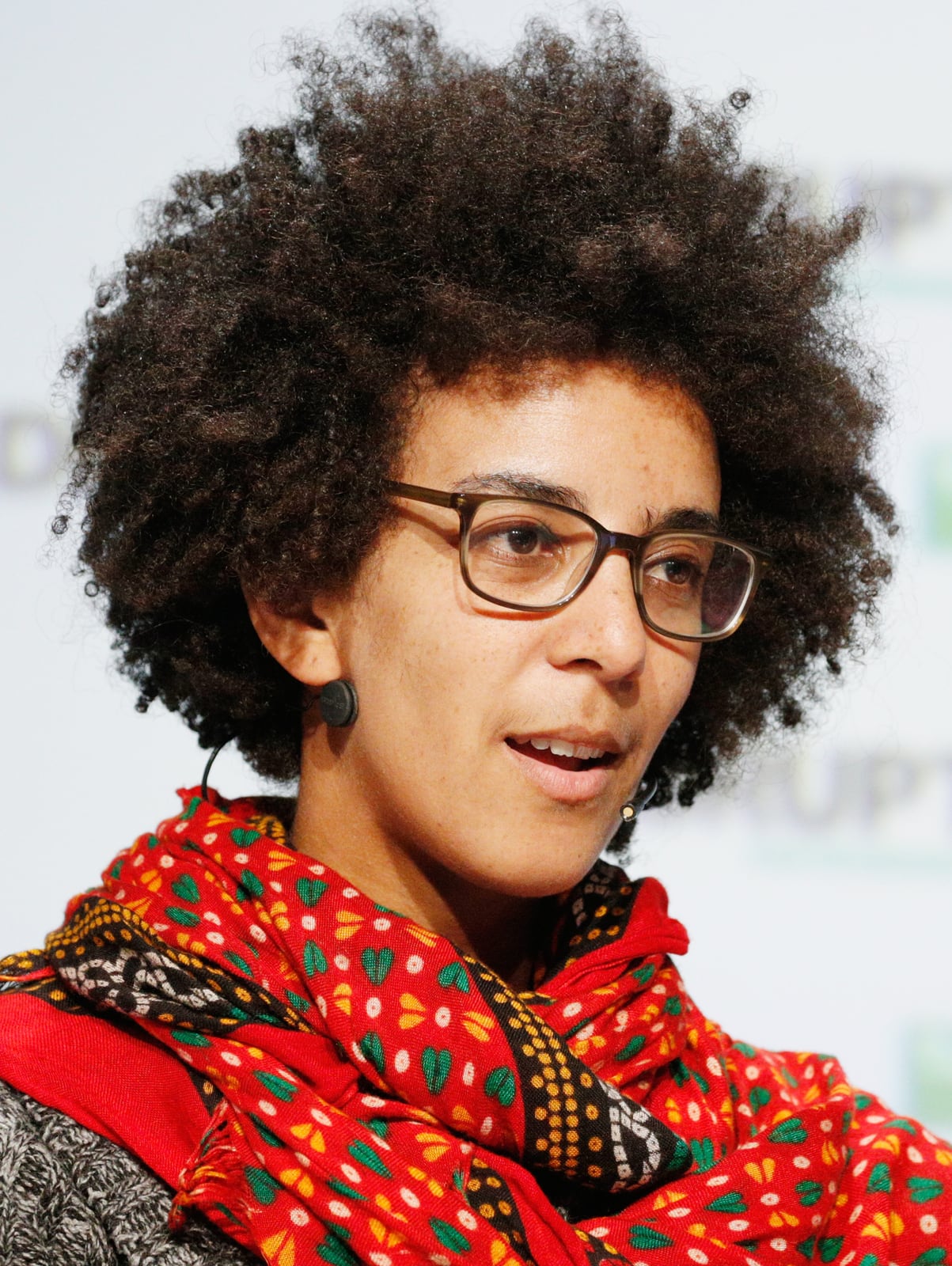 Timnit Gebru photographed at a TechCrunch event in September 2018; an archive portrait.
